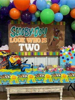 Hand Painted Scooby Doo Two Year Birthday Banner